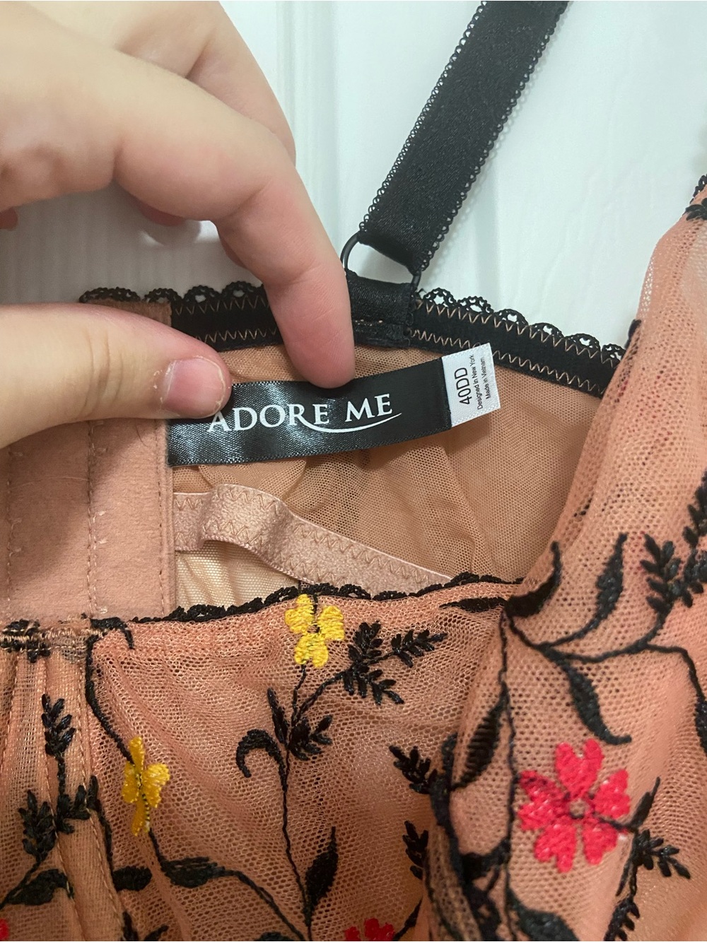 Adore Me Women’s 40DD Sheer Embroidered Floral Bustier Corset Top in Nude - Picture 3 of 4